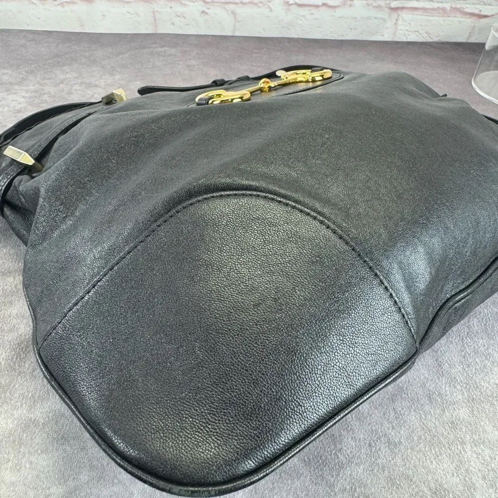 Gucci Sakai Calfskin Horsebit 1955 Cinch Top Messenger Bag Black - Picture 6 of 16